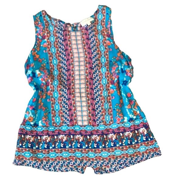 Cynthia Rowley Sleeveless Rayon Colorful Print Tank Top Button Back S #35L - Picture 3 of 9